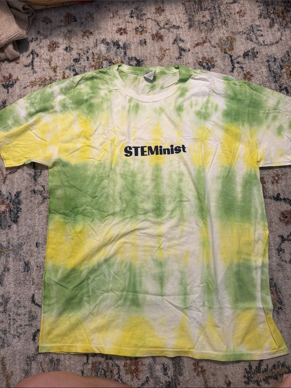 STEMinist Tie-Dye Tee in Green, Yellow & White